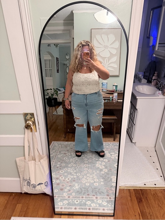American Eagle Outfitters Denim - American Eagle Outfitters Light Blue Distressed Wide-Leg Jeans
